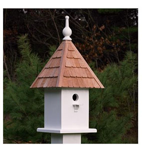 white small wood roof bird house