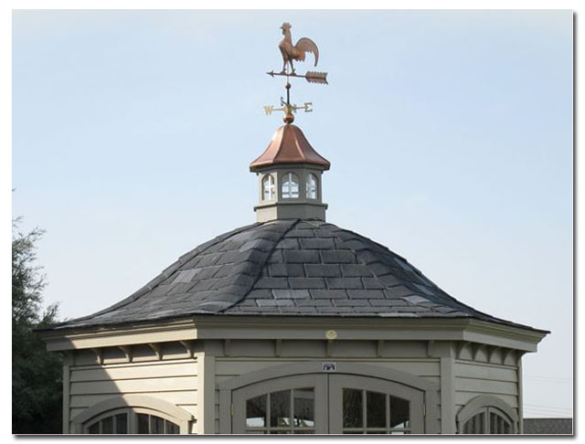 cupola with rooster on arrow on a enclosed gazebo