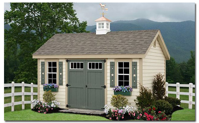 cupola with a horse weathervane on a shed